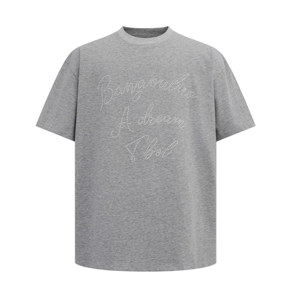 Pearl Studded Letter T-Shirt - Thrashink