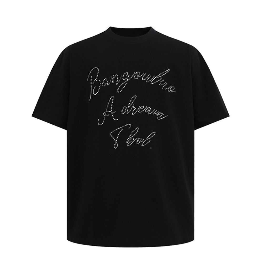 Pearl Studded Letter T-Shirt - Thrashink