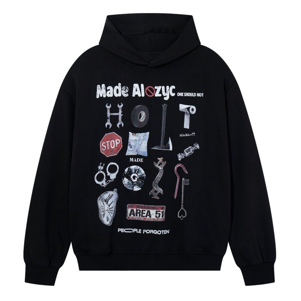 Personalized Distressed Print Hoodie - Thrashink