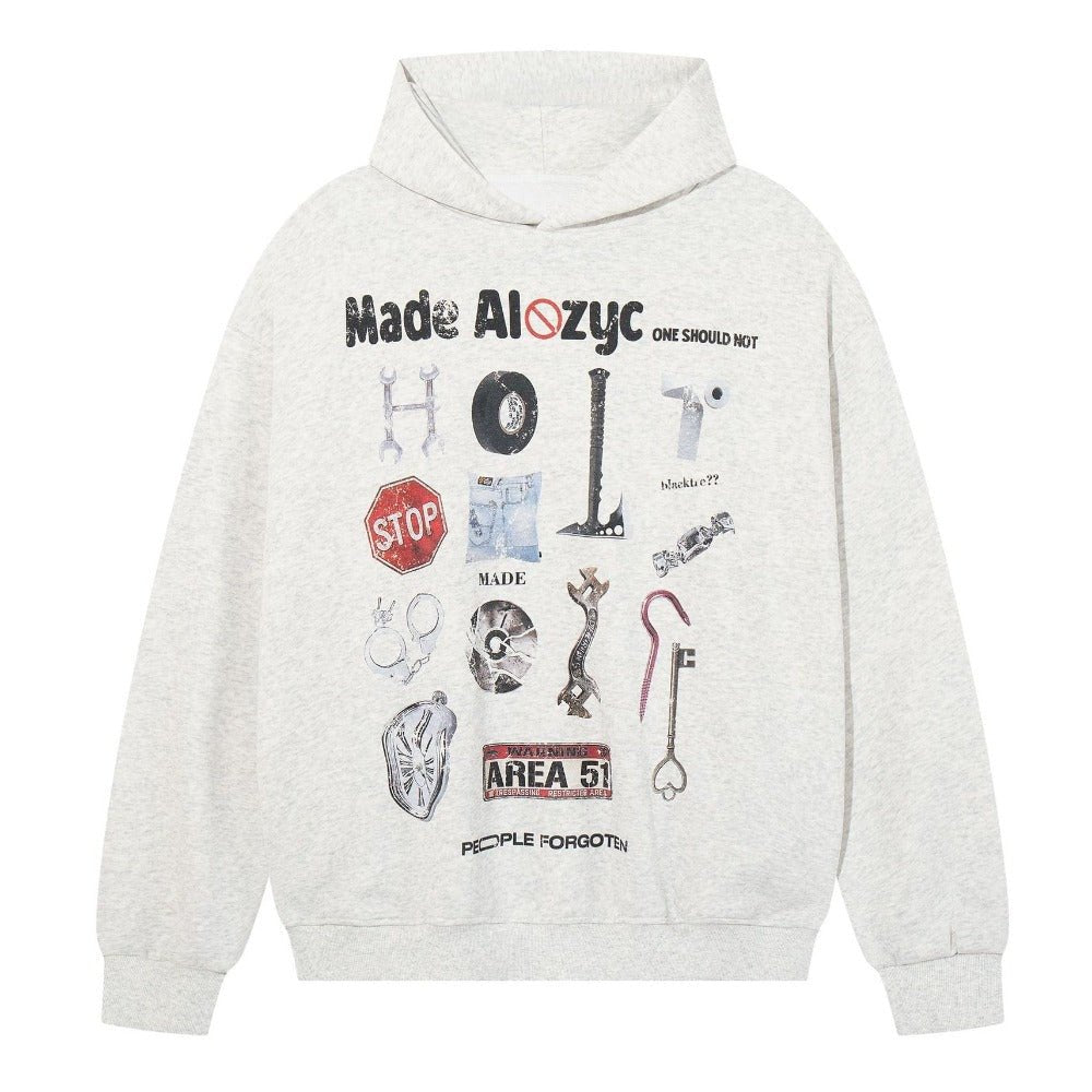 Personalized Distressed Print Hoodie - Thrashink