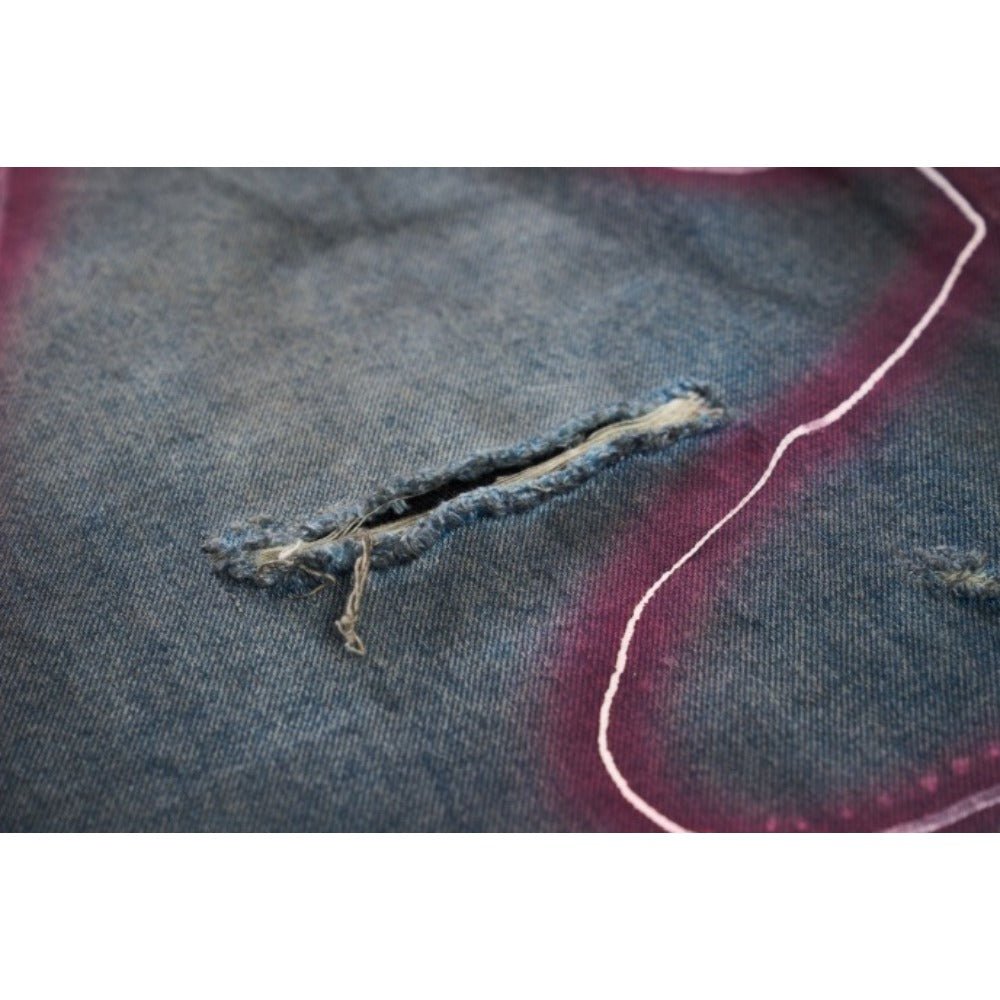 Pink and Purple Lightning Print Wide - leg Jeans - Thrashink