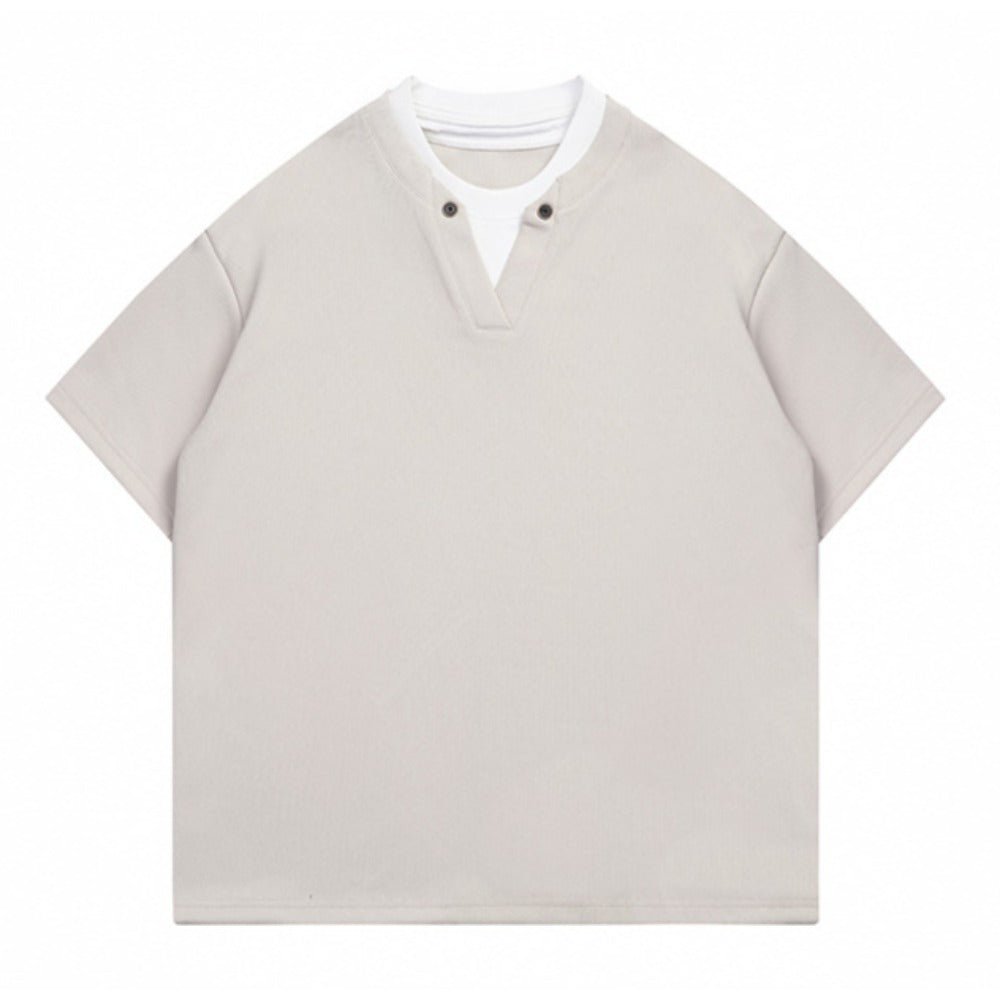 Pique Mesh Henry Collar T-Shirt - Thrashink