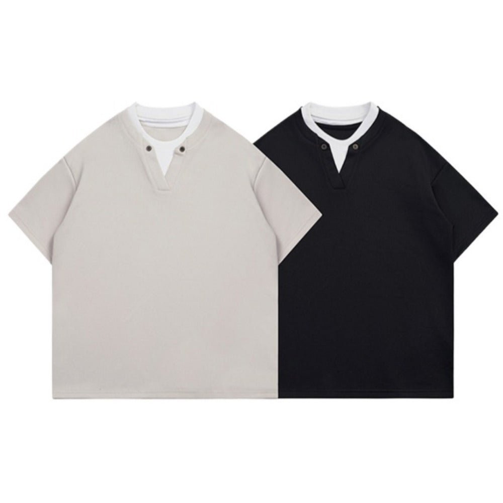 Pique Mesh Henry Collar T-Shirt - Thrashink