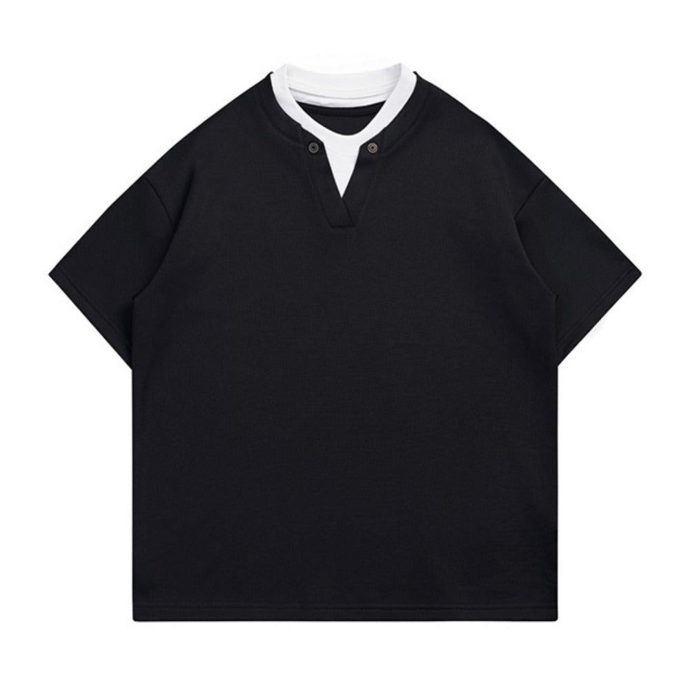 Pique Mesh Henry Collar T-Shirt - Thrashink