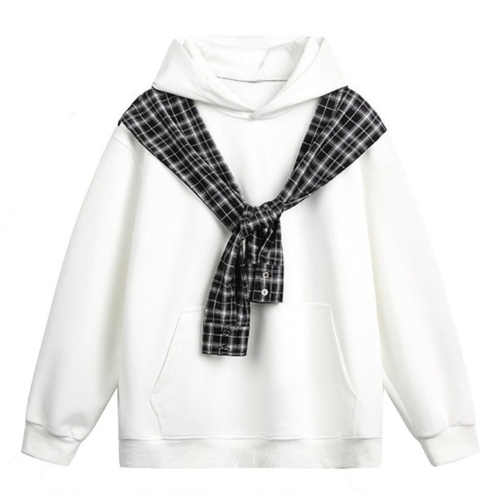 Plaid Shawl Hoodie - Thrashink