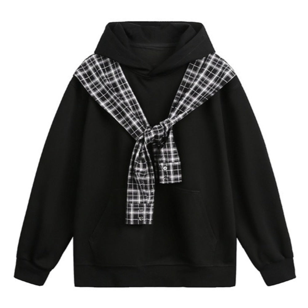 Plaid Shawl Hoodie - Thrashink