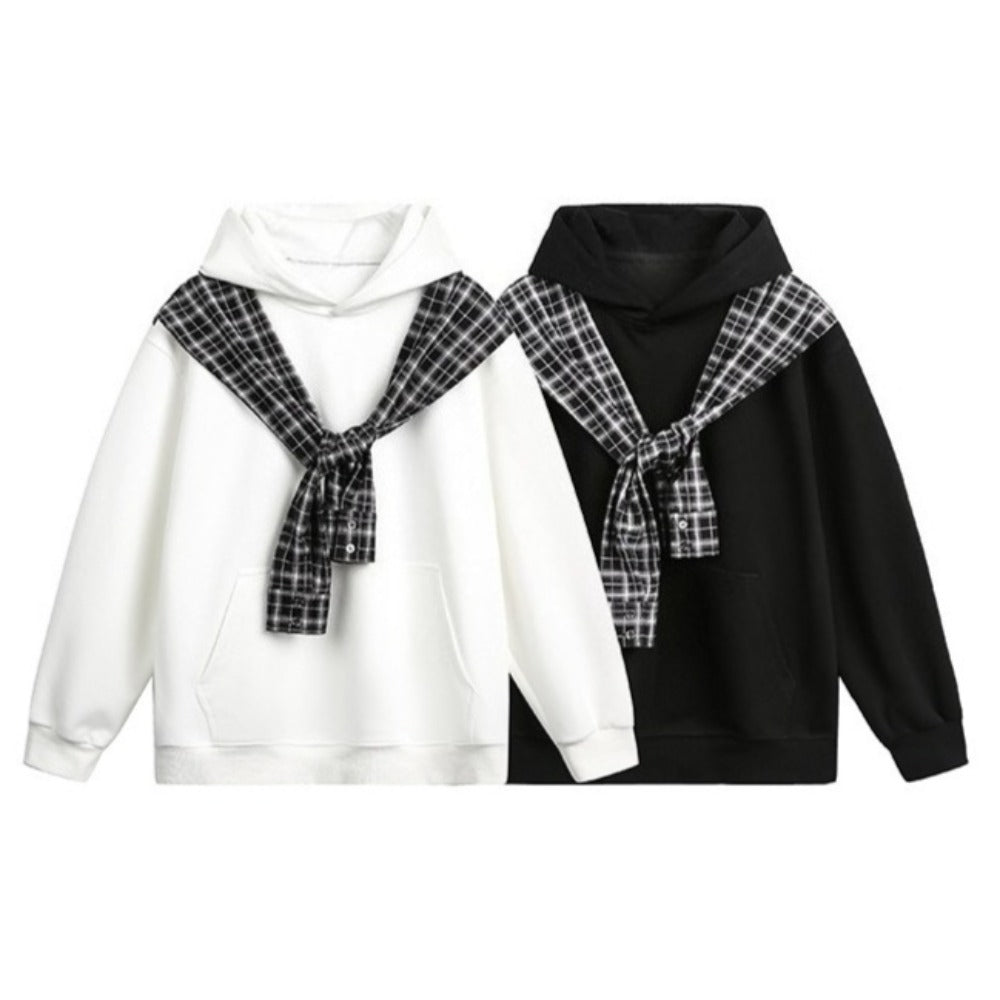 Plaid Shawl Hoodie - Thrashink