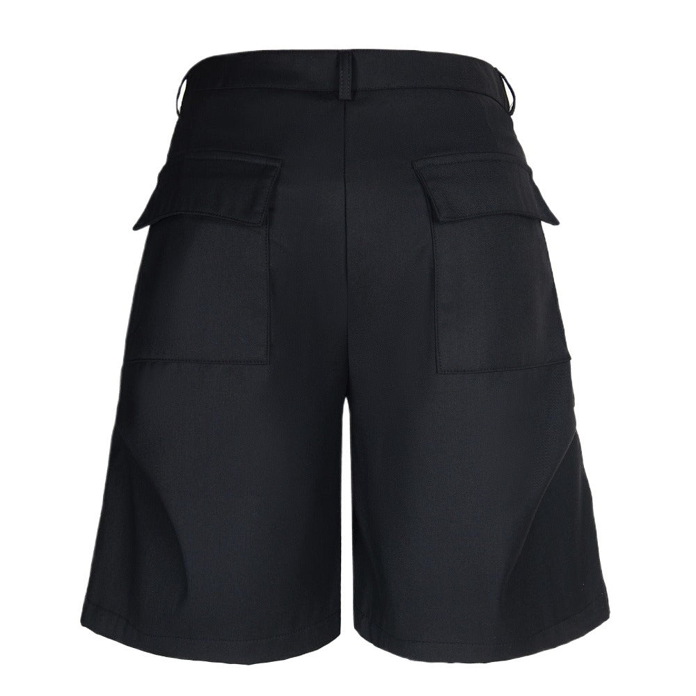 Pleated Rivet Suit Shorts - Thrashink