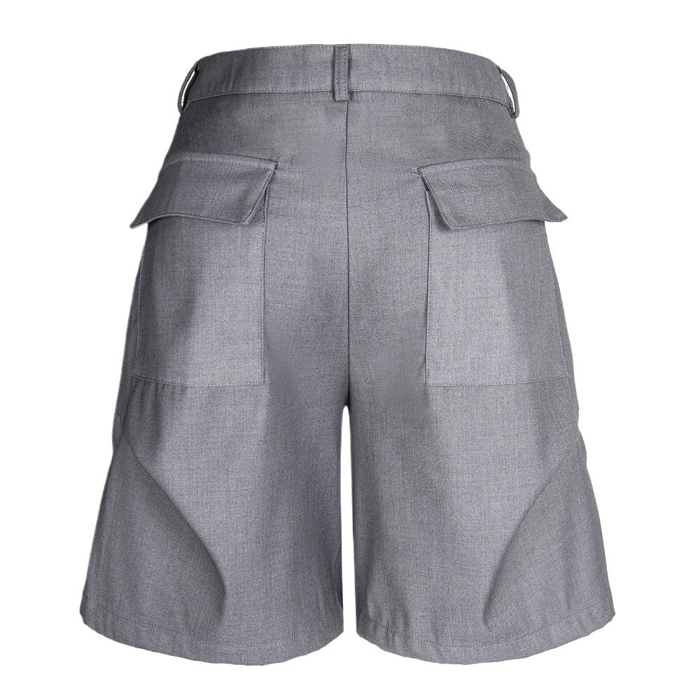 Pleated Rivet Suit Shorts - Thrashink