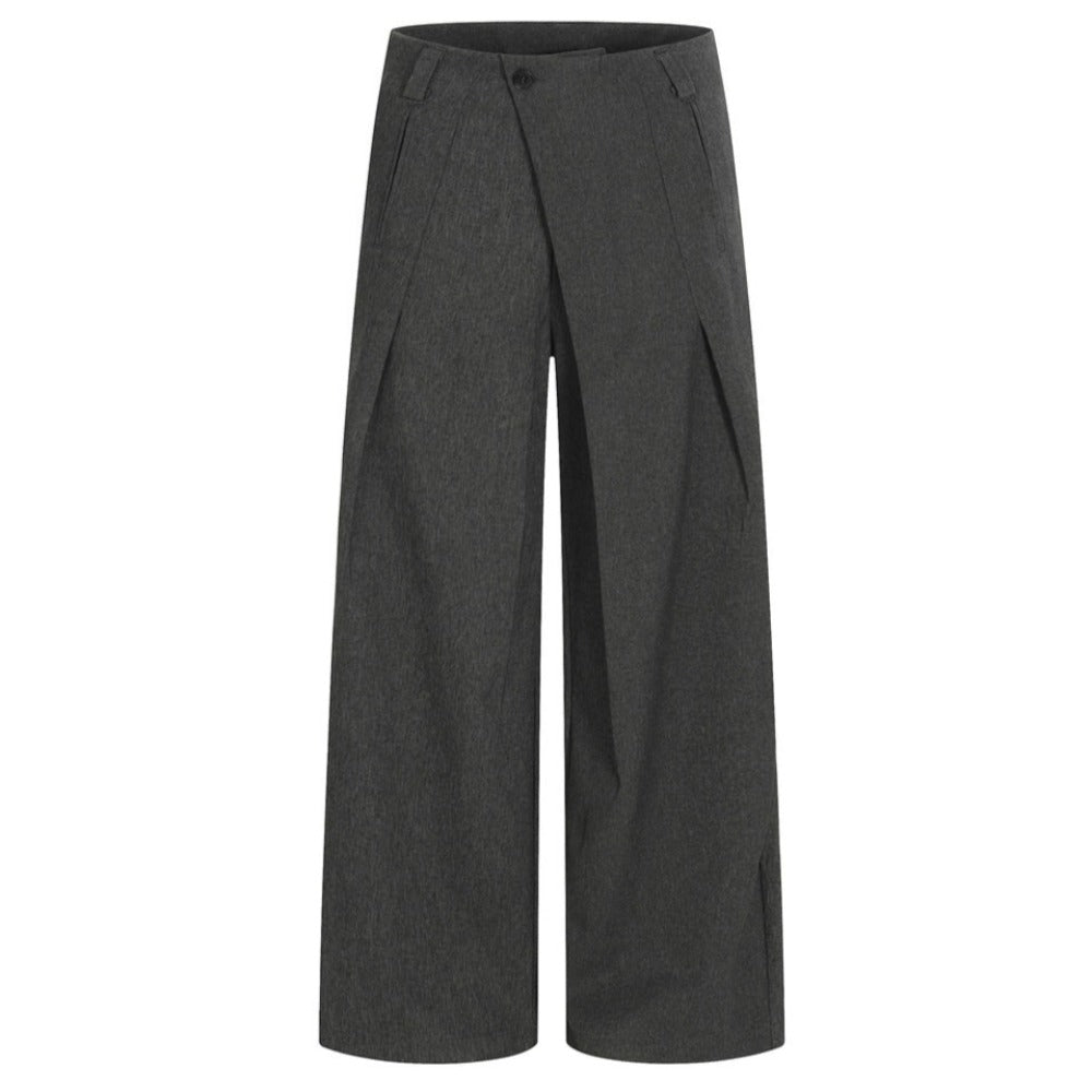Pleated Straight - leg Casual Suit Pants - Thrashink