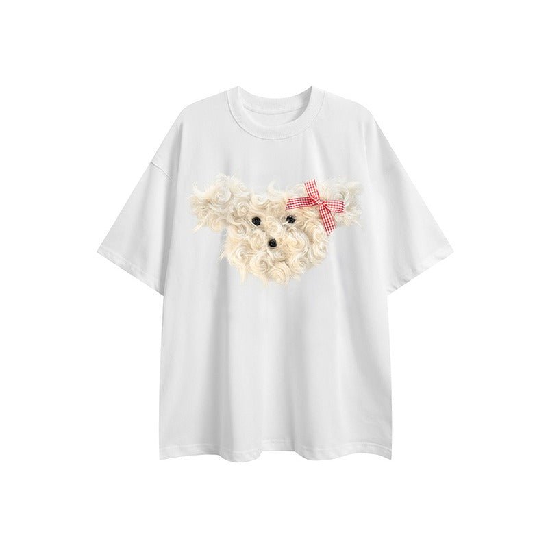 Plush Bear Embroidered Short Sleeve T-Shirt - Thrashink
