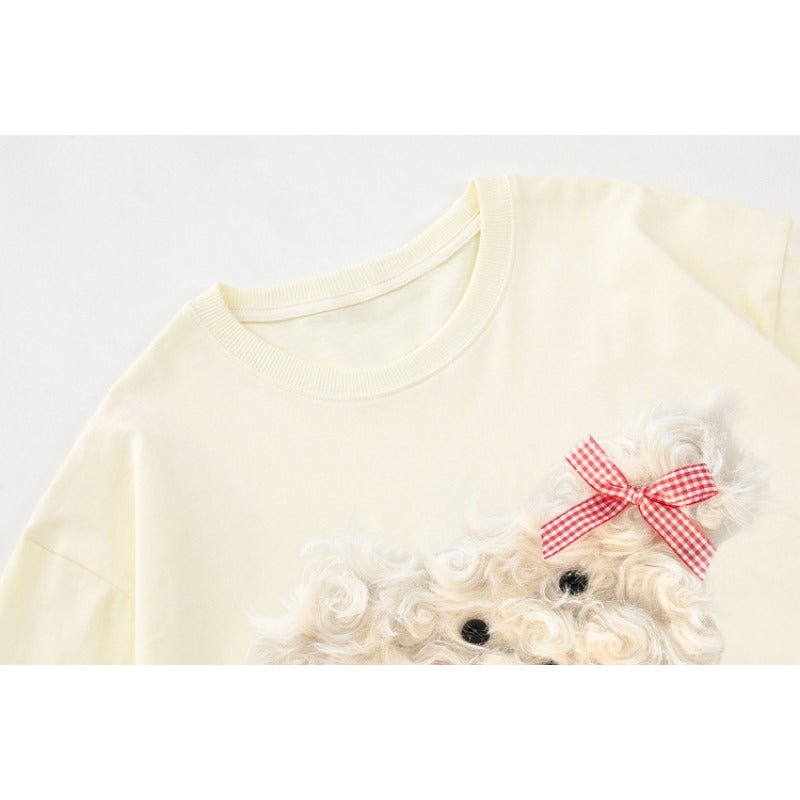Plush Bear Embroidered Short Sleeve T-Shirt - Thrashink
