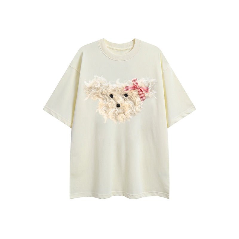 Plush Bear Embroidered Short Sleeve T-Shirt - Thrashink