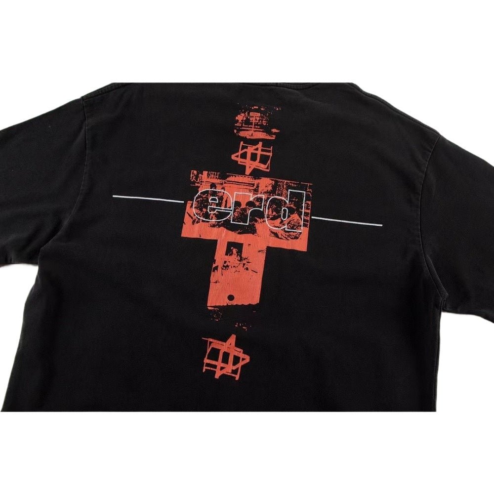 Portrait Printed Washed Distressed T-Shirt - Thrashink