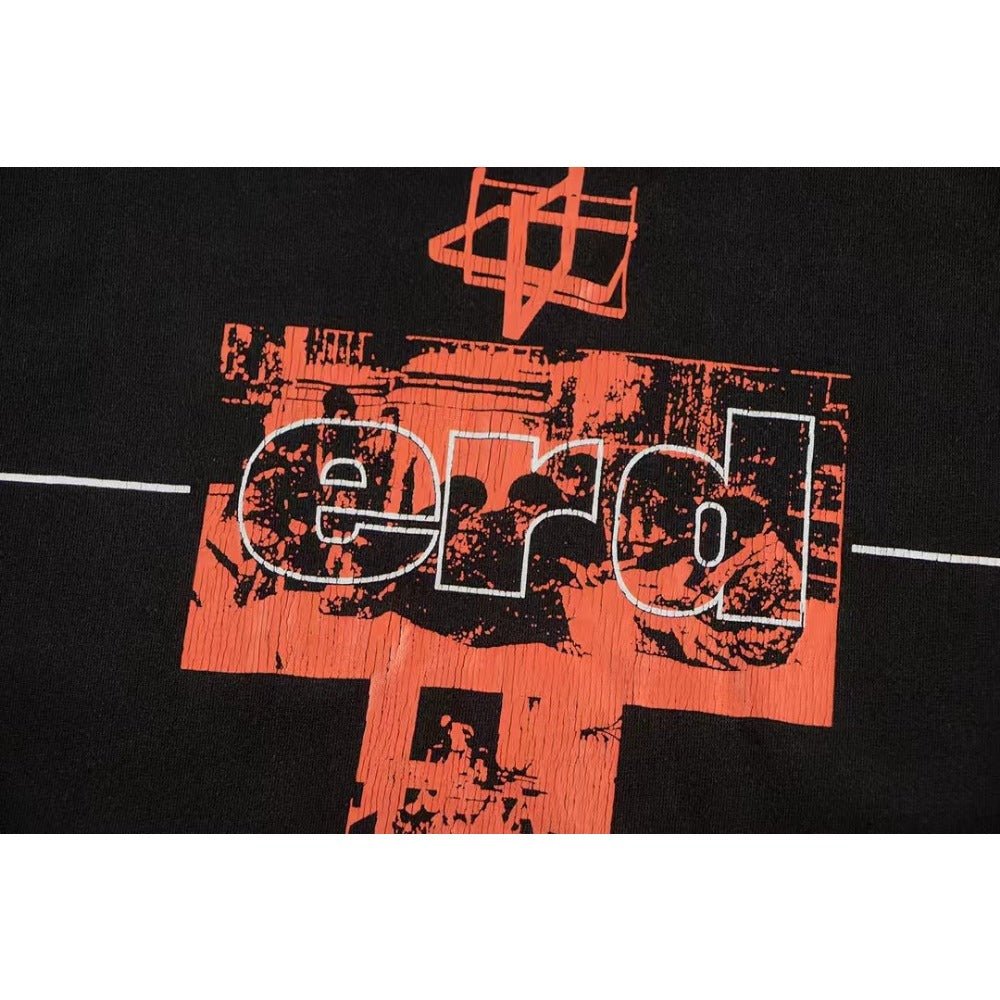 Portrait Printed Washed Distressed T-Shirt - Thrashink