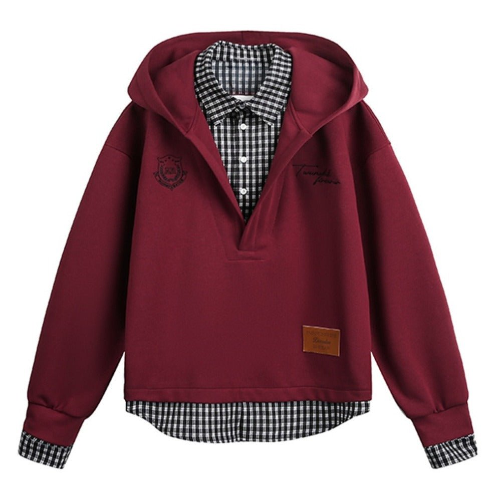 Preppy Style False Two - piece Hoodie - Thrashink