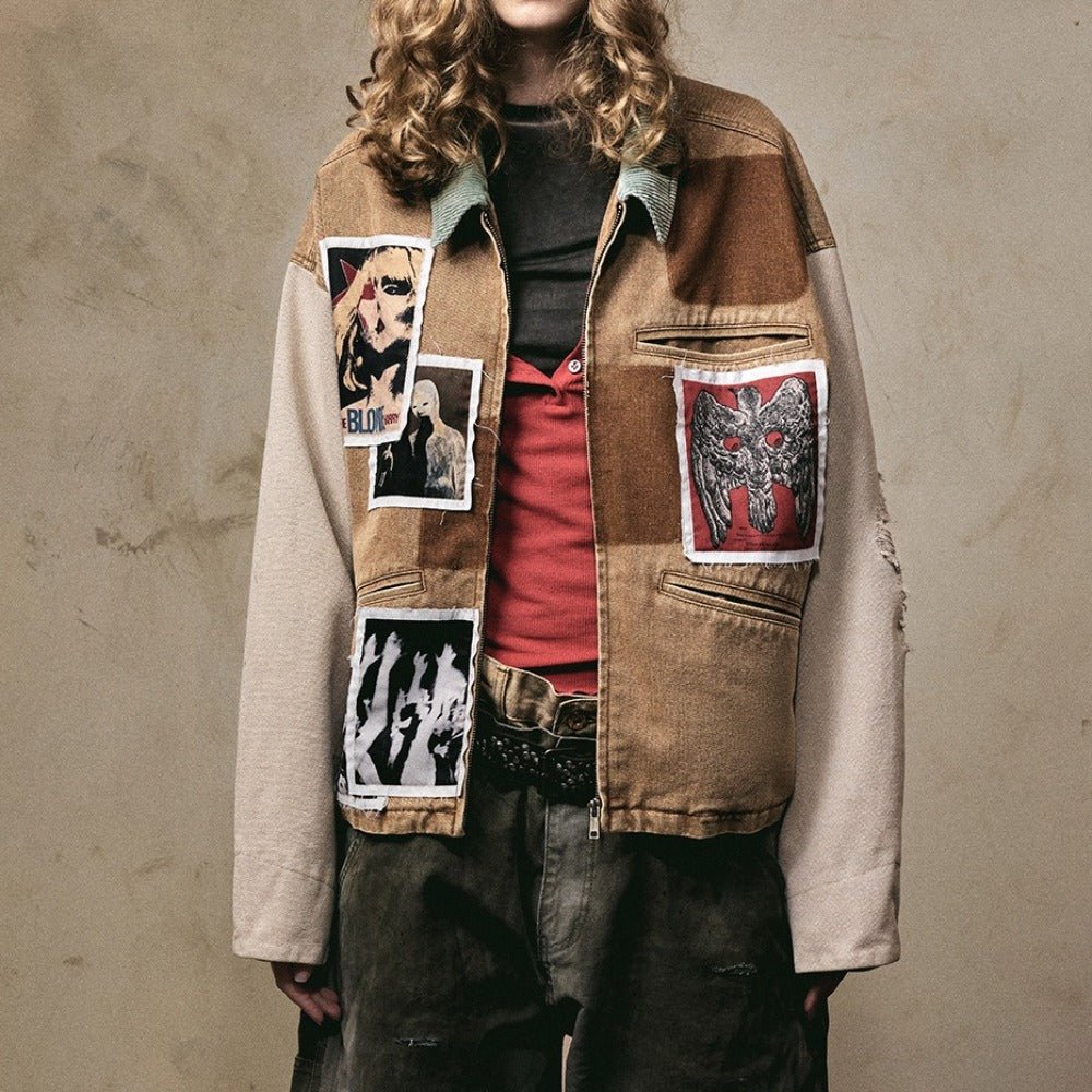 Punk Collage Patchwork Jacket - Thrashink