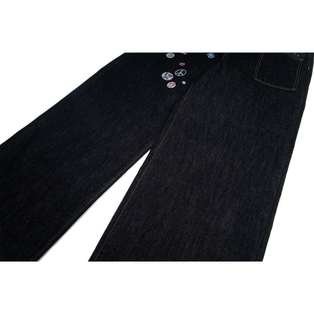 Punk Rivet Belt Badge Print Jeans - Thrashink