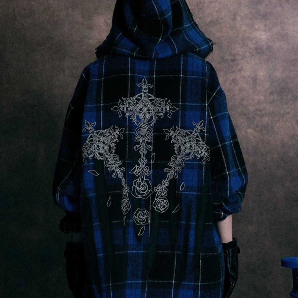 Punk Skull Roses Pattern Hoodie - Thrashink