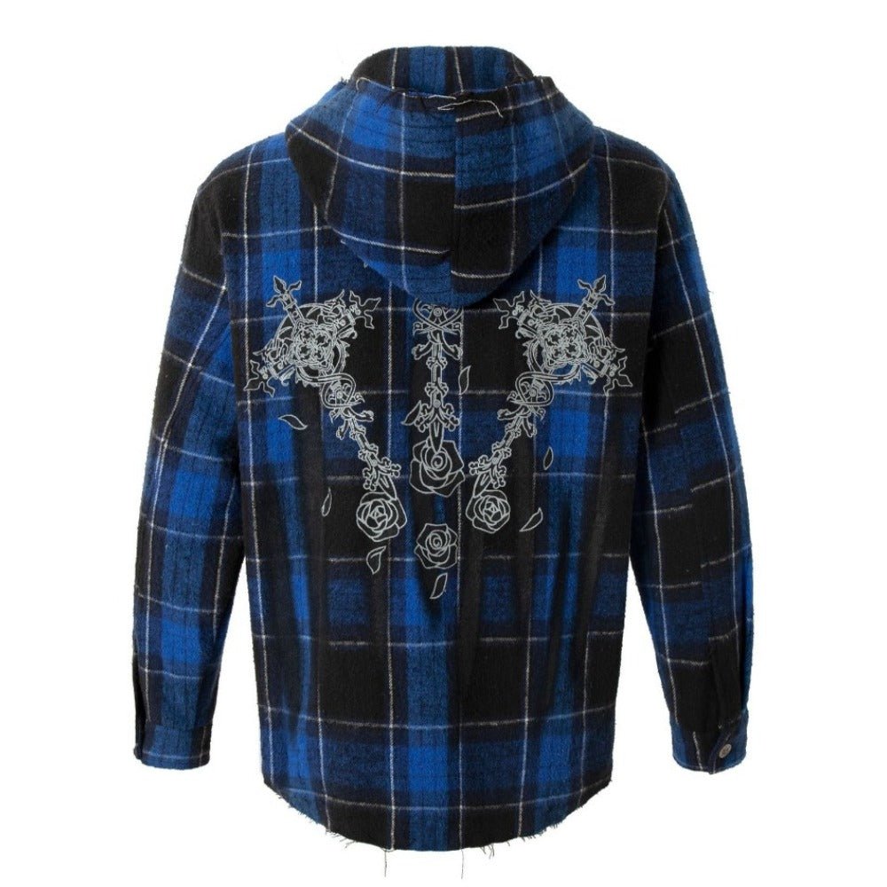 Punk Skull Roses Pattern Hoodie - Thrashink