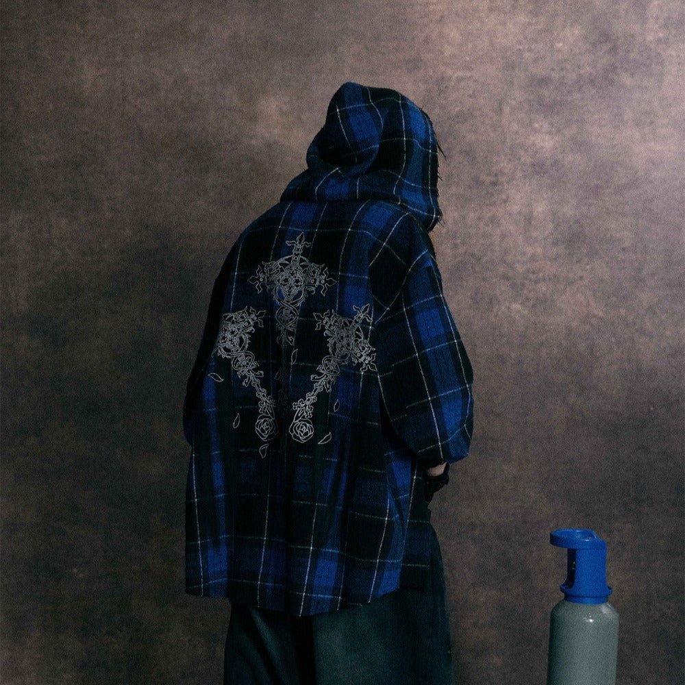 Punk Skull Roses Pattern Hoodie - Thrashink