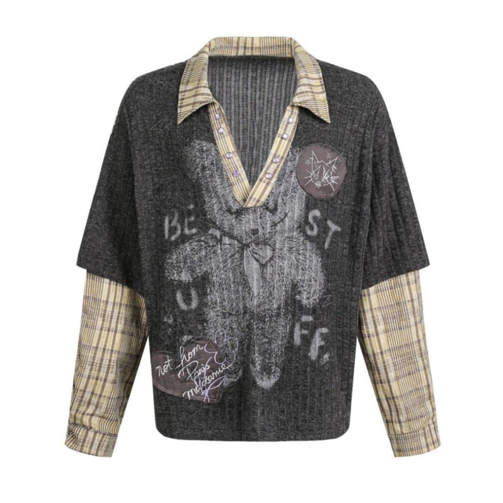 Punk Style Fake Two - piece Sweatshirt - Thrashink