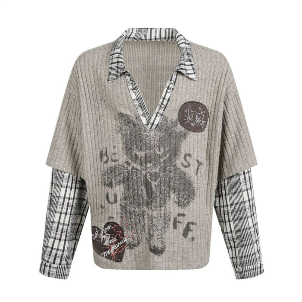 Punk Style Fake Two - piece Sweatshirt - Thrashink