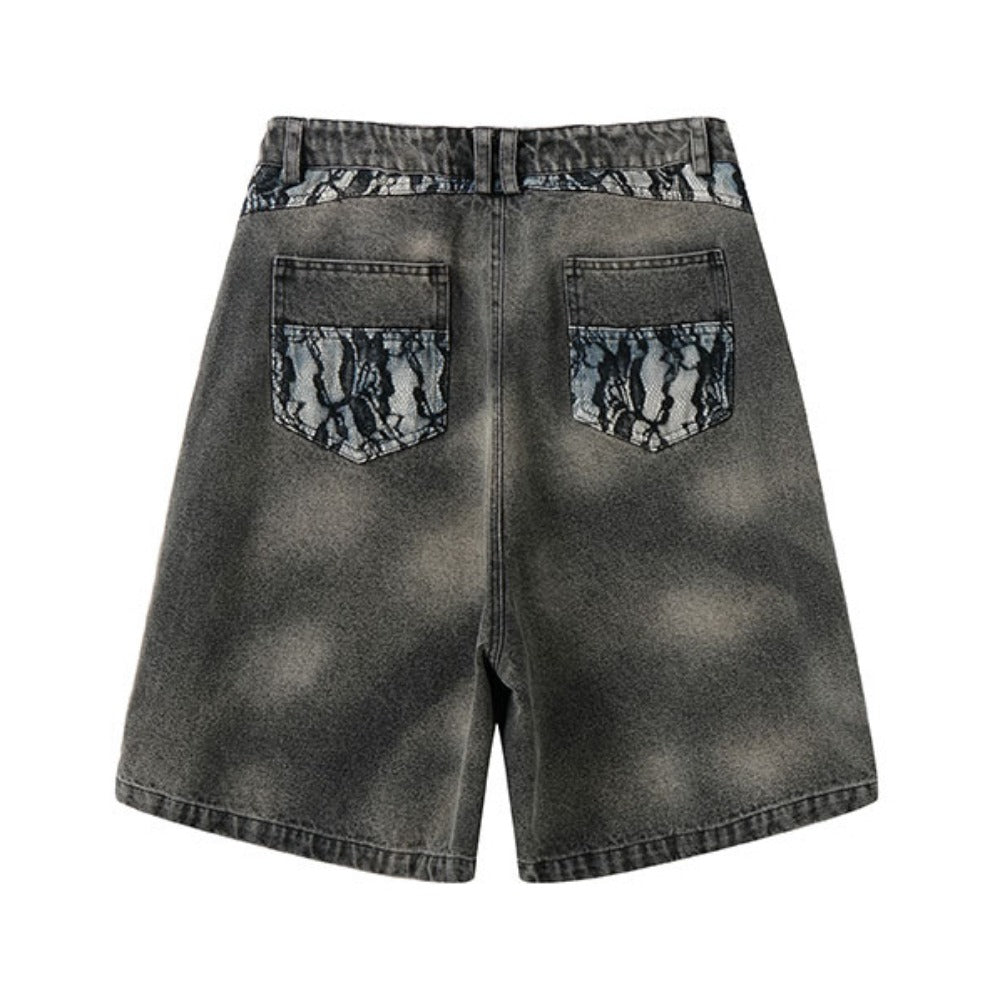 Python Pattern Denim Shorts - Thrashink