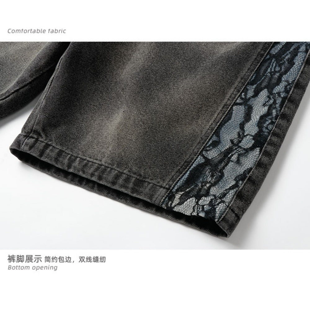 Python Pattern Denim Shorts - Thrashink