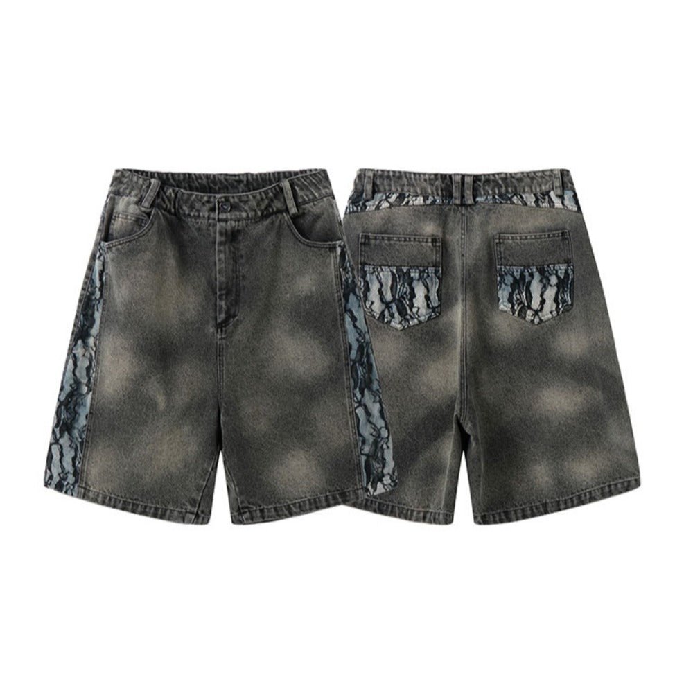 Python Pattern Denim Shorts - Thrashink