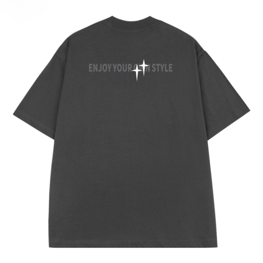 Quadrilateral Star Letter Print T-Shirt - Thrashink
