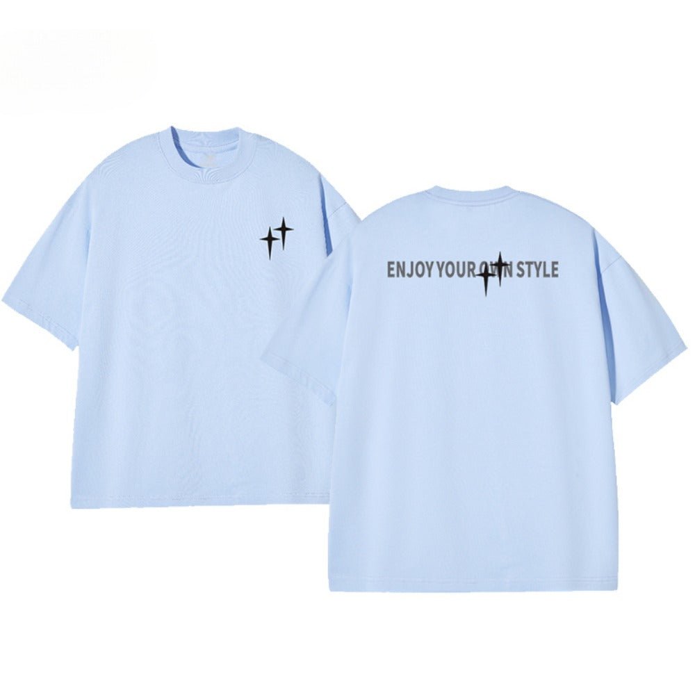 Quadrilateral Star Letter Print T-Shirt - Thrashink