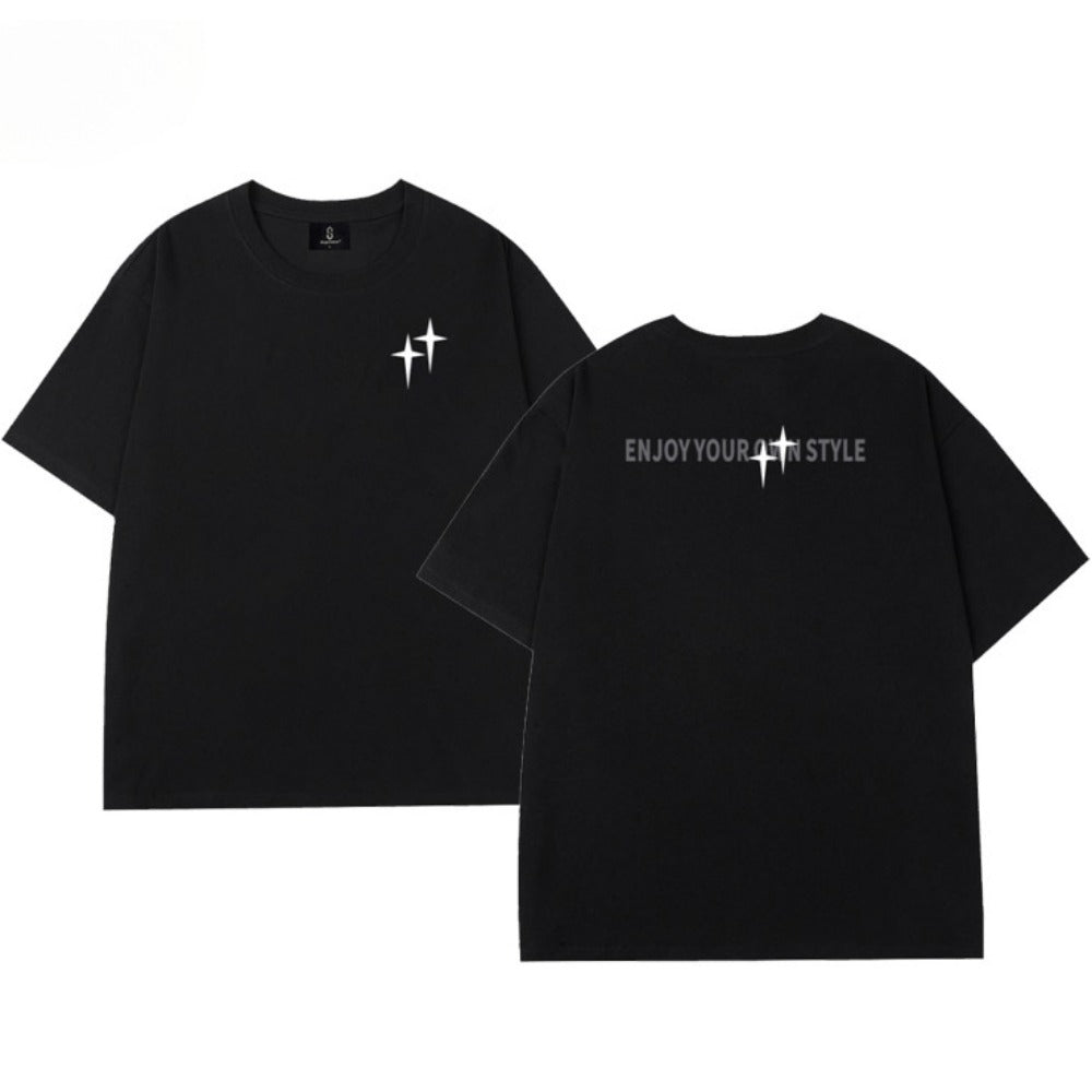 Quadrilateral Star Letter Print T-Shirt - Thrashink