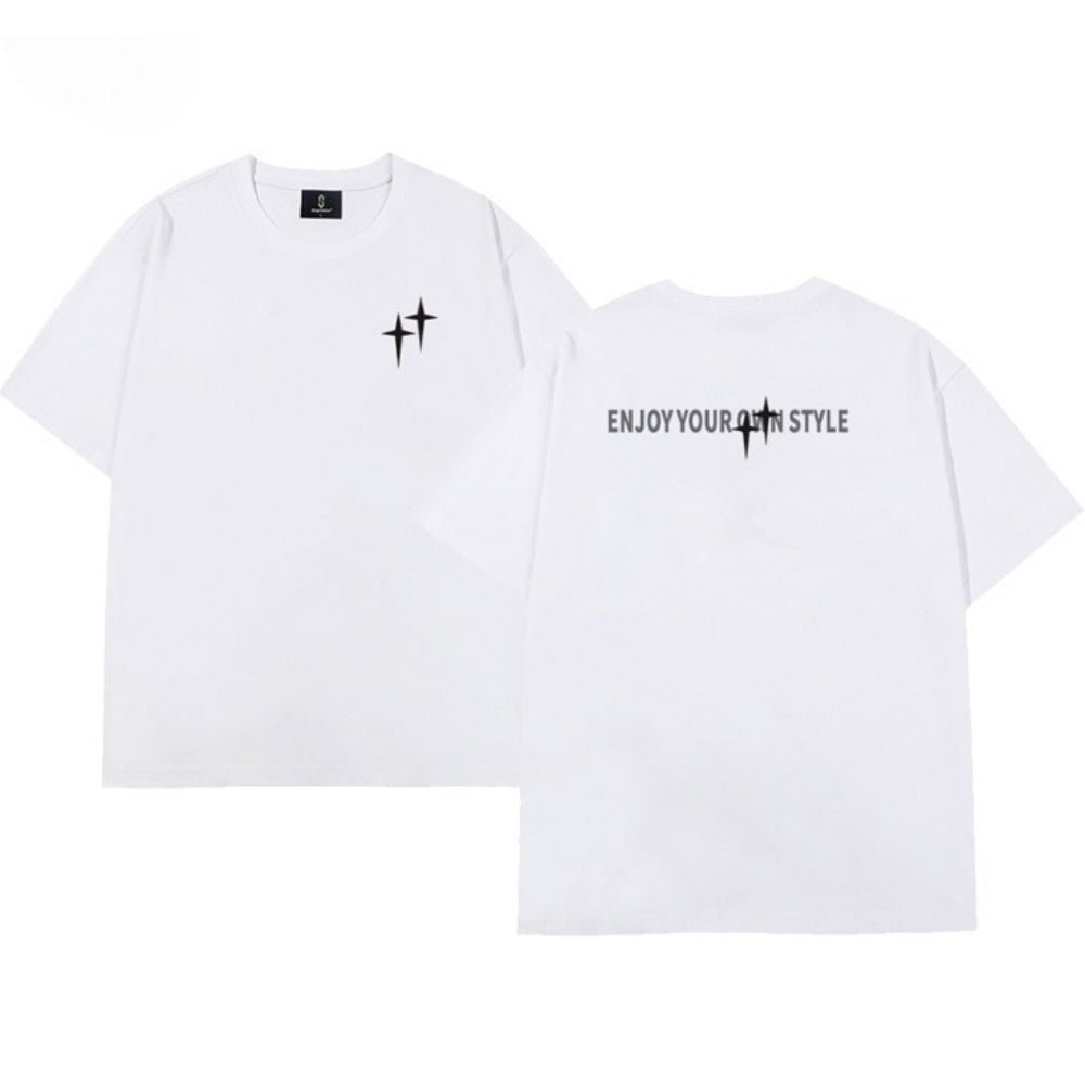 Quadrilateral Star Letter Print T-Shirt - Thrashink