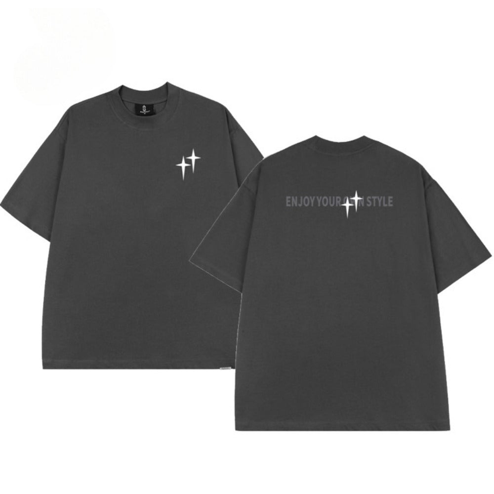 Quadrilateral Star Letter Print T-Shirt - Thrashink