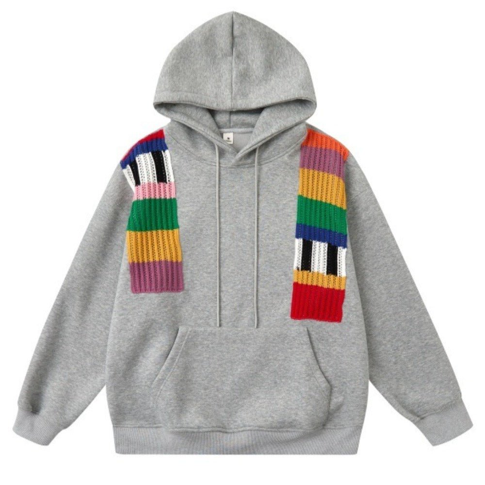 Rainbow Piano Keys Embellished Hoodie - Thrashink