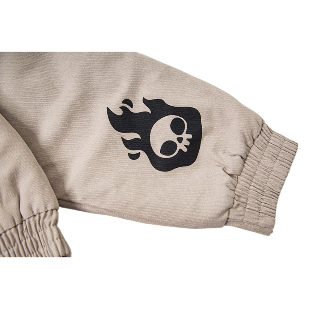 Rebel Flame Skull Cotton Bomber Jacket - Thrashink