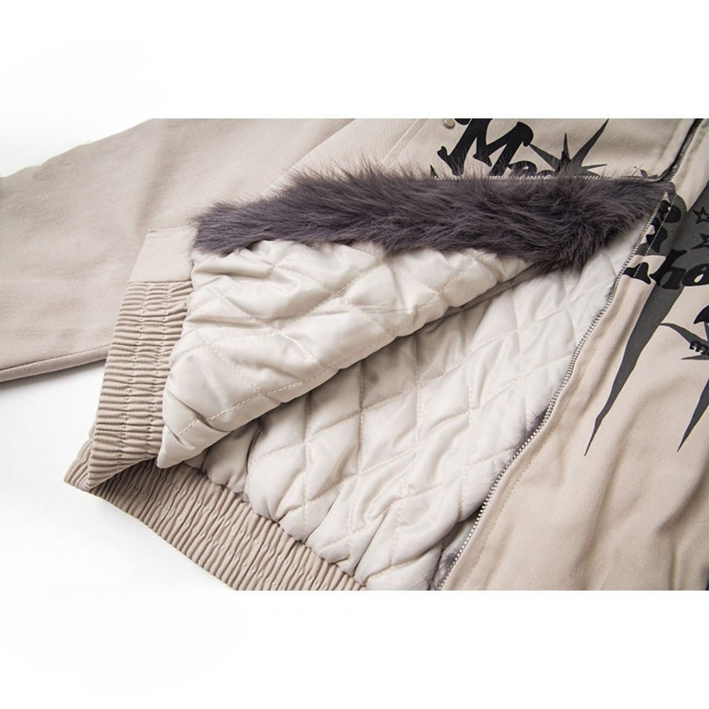 Rebel Flame Skull Cotton Bomber Jacket - Thrashink