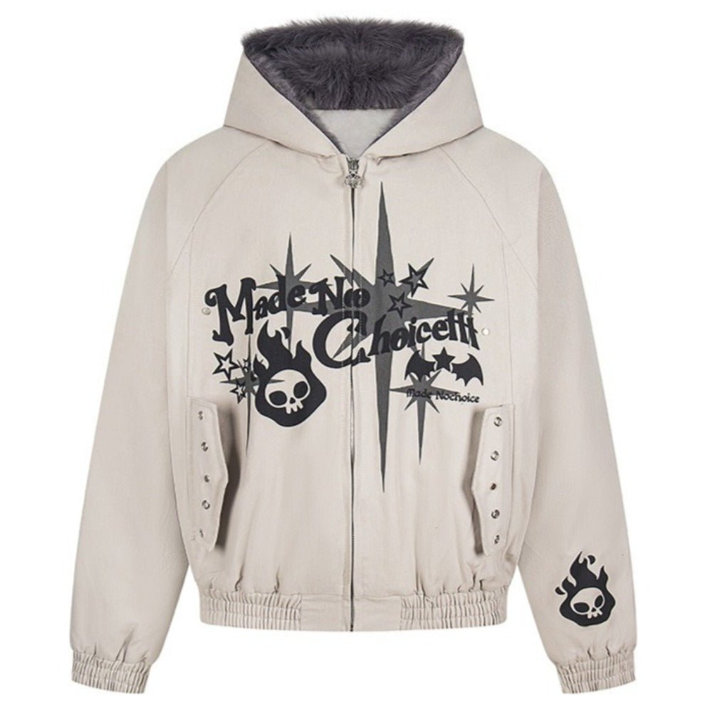 Rebel Flame Skull Cotton Bomber Jacket - Thrashink