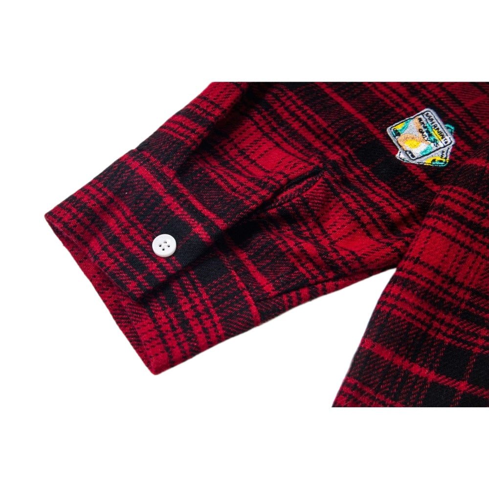 Red Plaid Fun Patches Shirt - Thrashink
