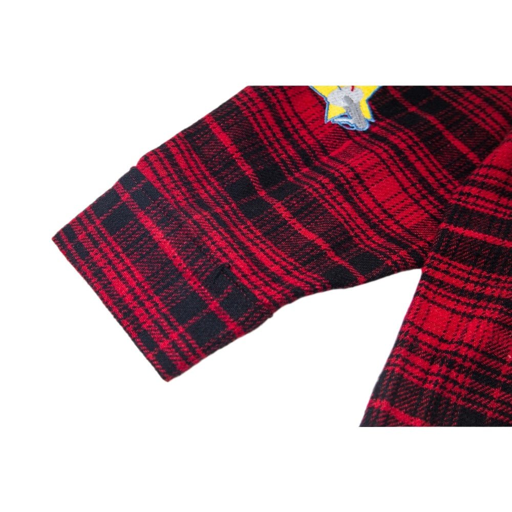 Red Plaid Fun Patches Shirt - Thrashink