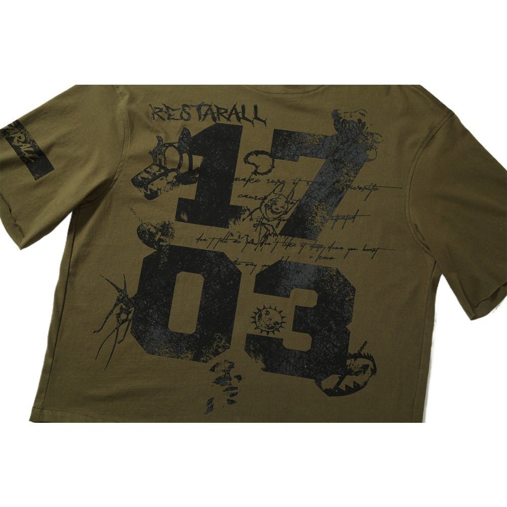 Restarall Retro Patterned T-Shirt - Thrashink