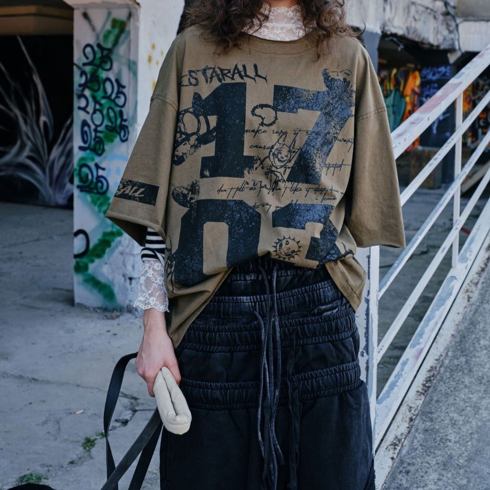 Restarall Retro Patterned T-Shirt - Thrashink