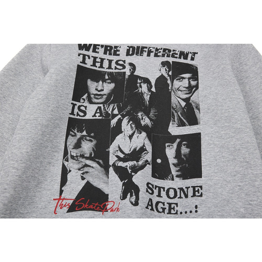 Retro Character Collage Pattern Printed Hoodie - Thrashink