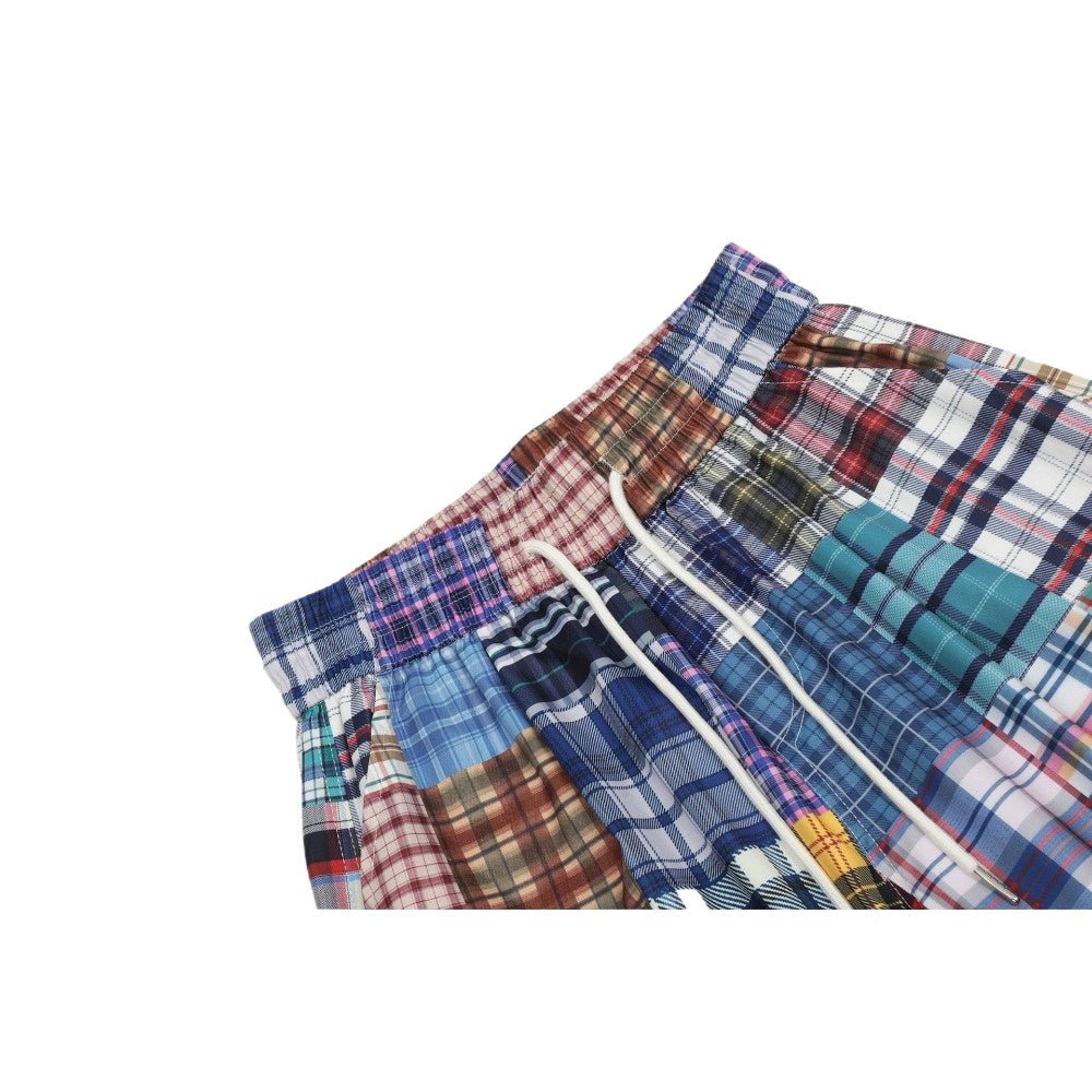 Retro Color Block Checkered Wide - leg Pants - Thrashink