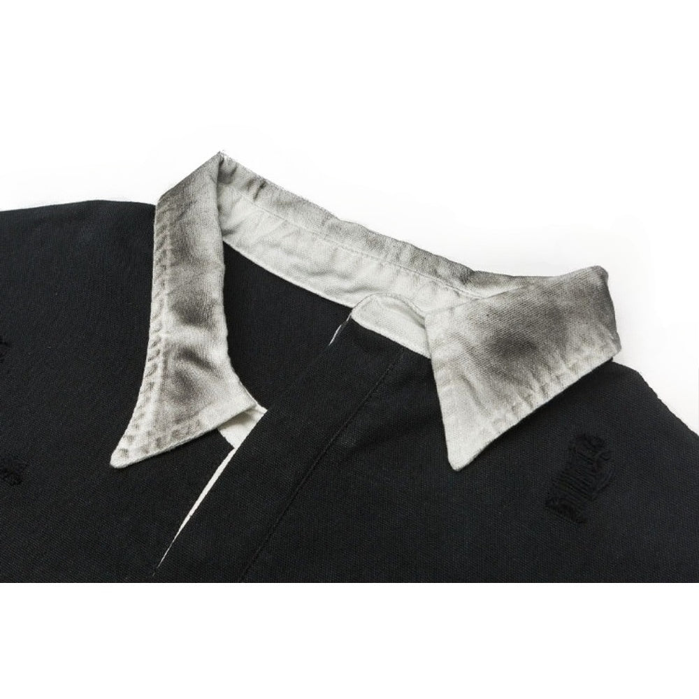 Retro Contrast Striped Distressed Sweatshirt - Thrashink