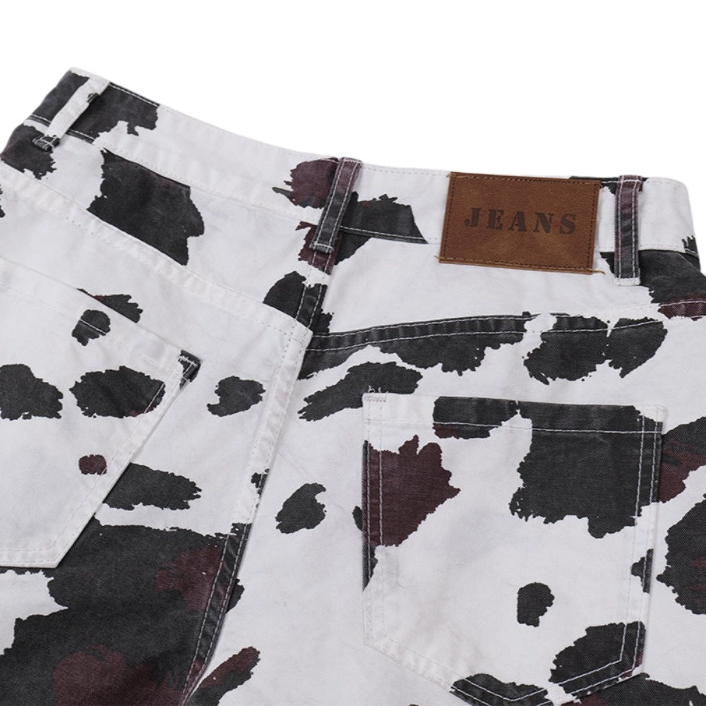 Retro Cow Print Camouflage Cropped Pants - Thrashink