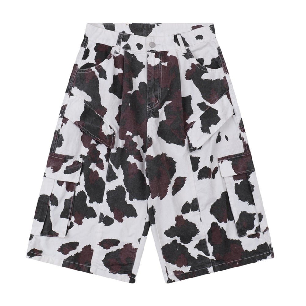 Retro Cow Print Camouflage Cropped Pants - Thrashink