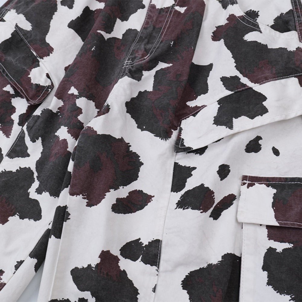 Retro Cow Print Camouflage Cropped Pants - Thrashink