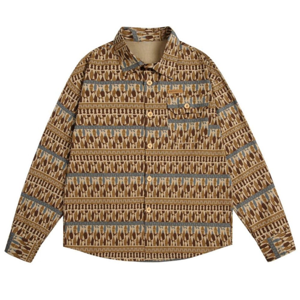 Retro Ethnic Style Casual Collar Shirt - Thrashink